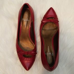 Linea Paolo leather red kitten heels 7.5